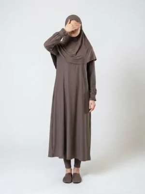 Abaya burkini déperlant taupe Abaya burkini déperlant taupe